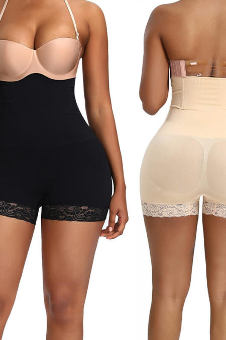 Shapewear shorts med spetskant och hög midja