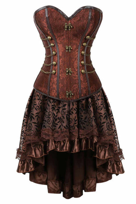 Brun Volangkjol Gothic Midi Steampunk Burlesque